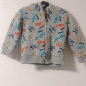 The children’s place Toddler Boy 4T, dinosaur jacket, full zip with hood, EUC